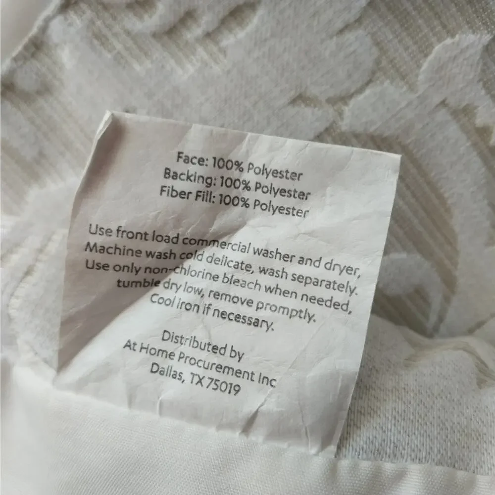 AT HOME! ECRU & CREAM HEAVY DAMASK W/CREAM INSETS LUXURY COMFORTER! QUEEN SIZE!
